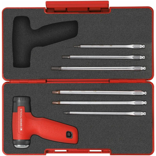 Professional set in practical toolbox for machining with DigiTorque V02 torque pistol grip and interchangeable blades for Torx® and hexagon socket screws