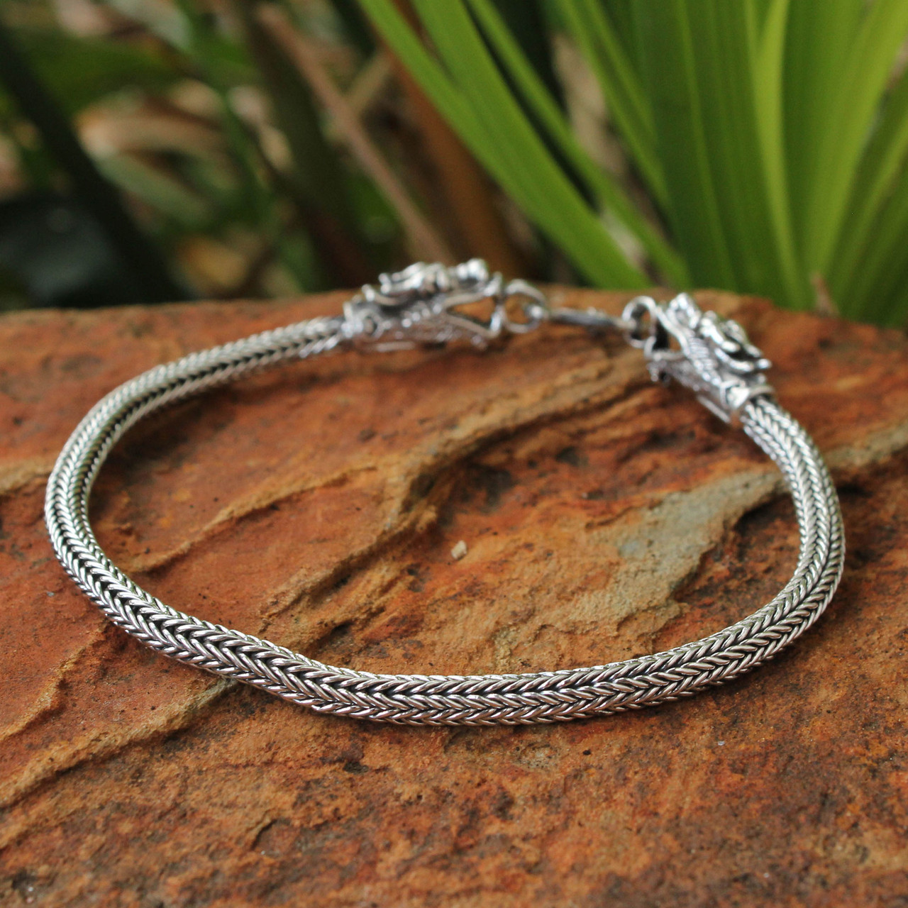 Men's Sterling Silver Bracelet - Silver Dragon