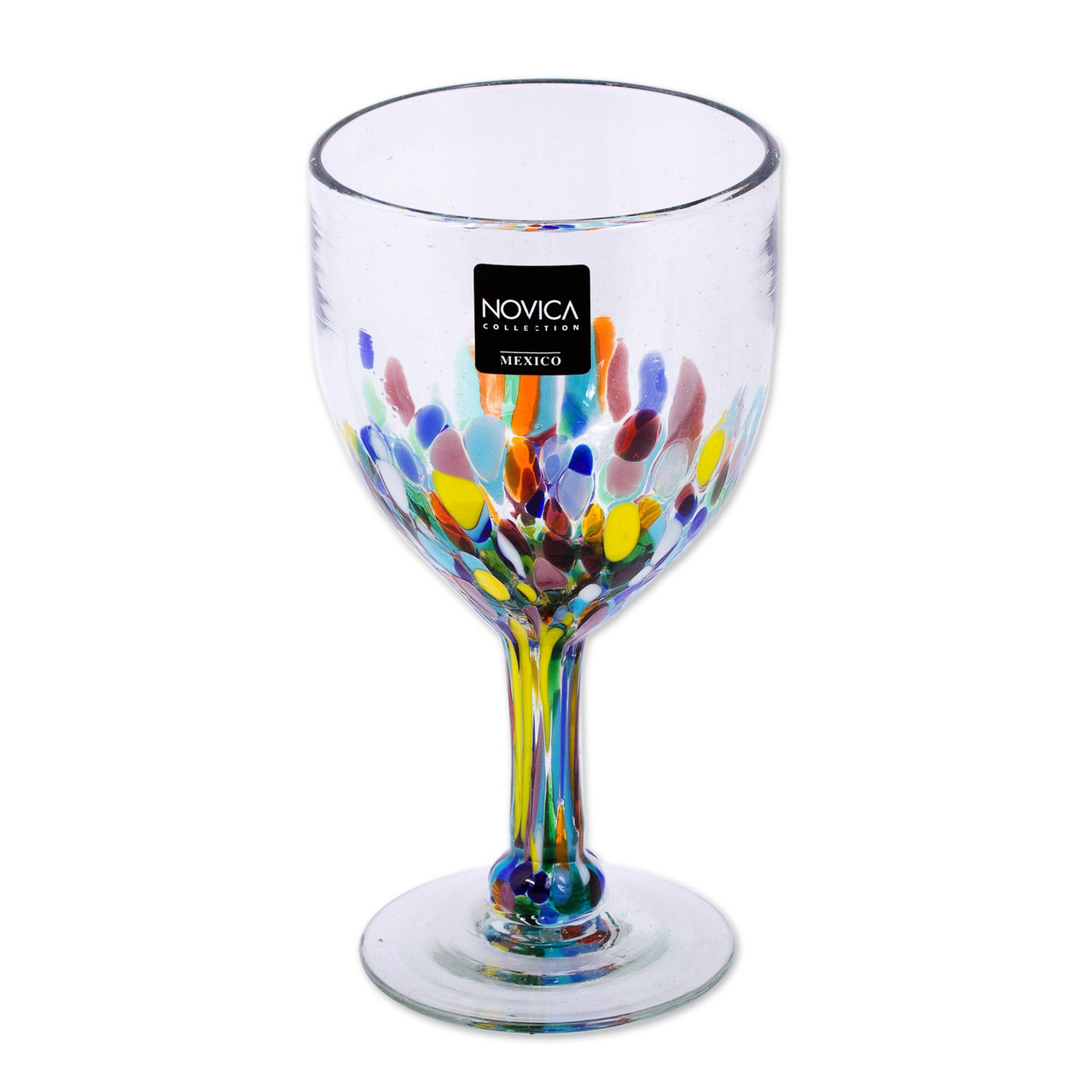 Artisan Handblown Stemless Wine Glasses (Set of 6) - Confetti