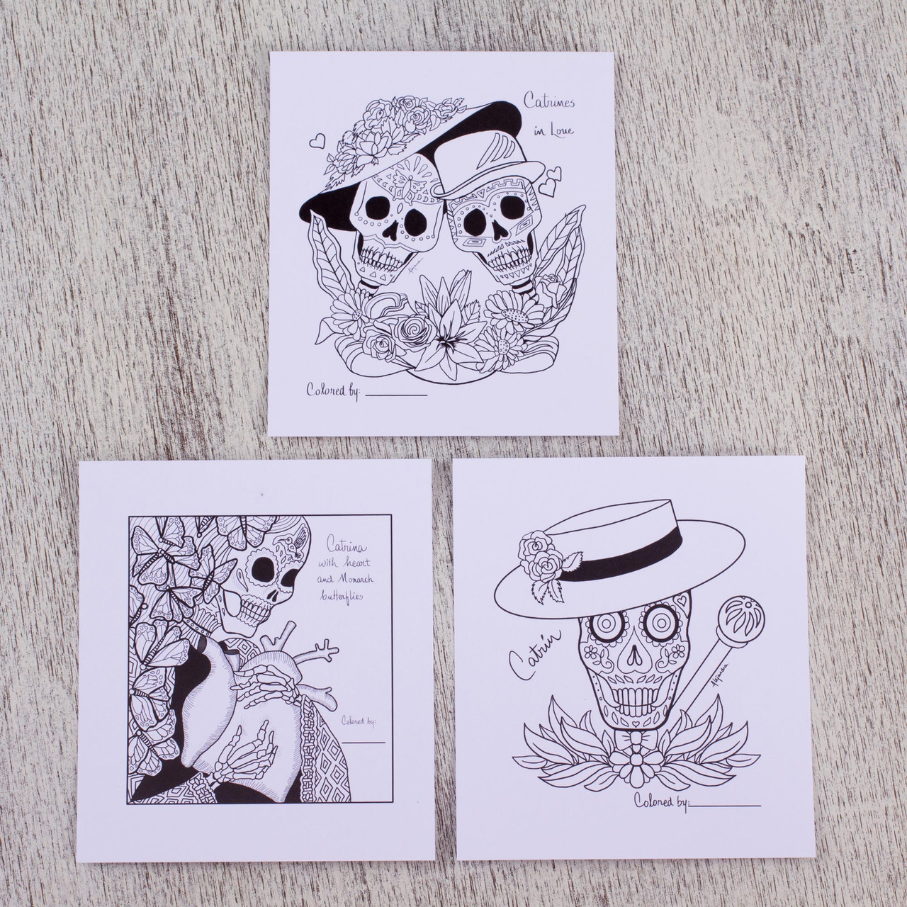 Day of the Dead Adult Coloring Cards from Mexico (Set of 10) - Catrinas of  Mexico
