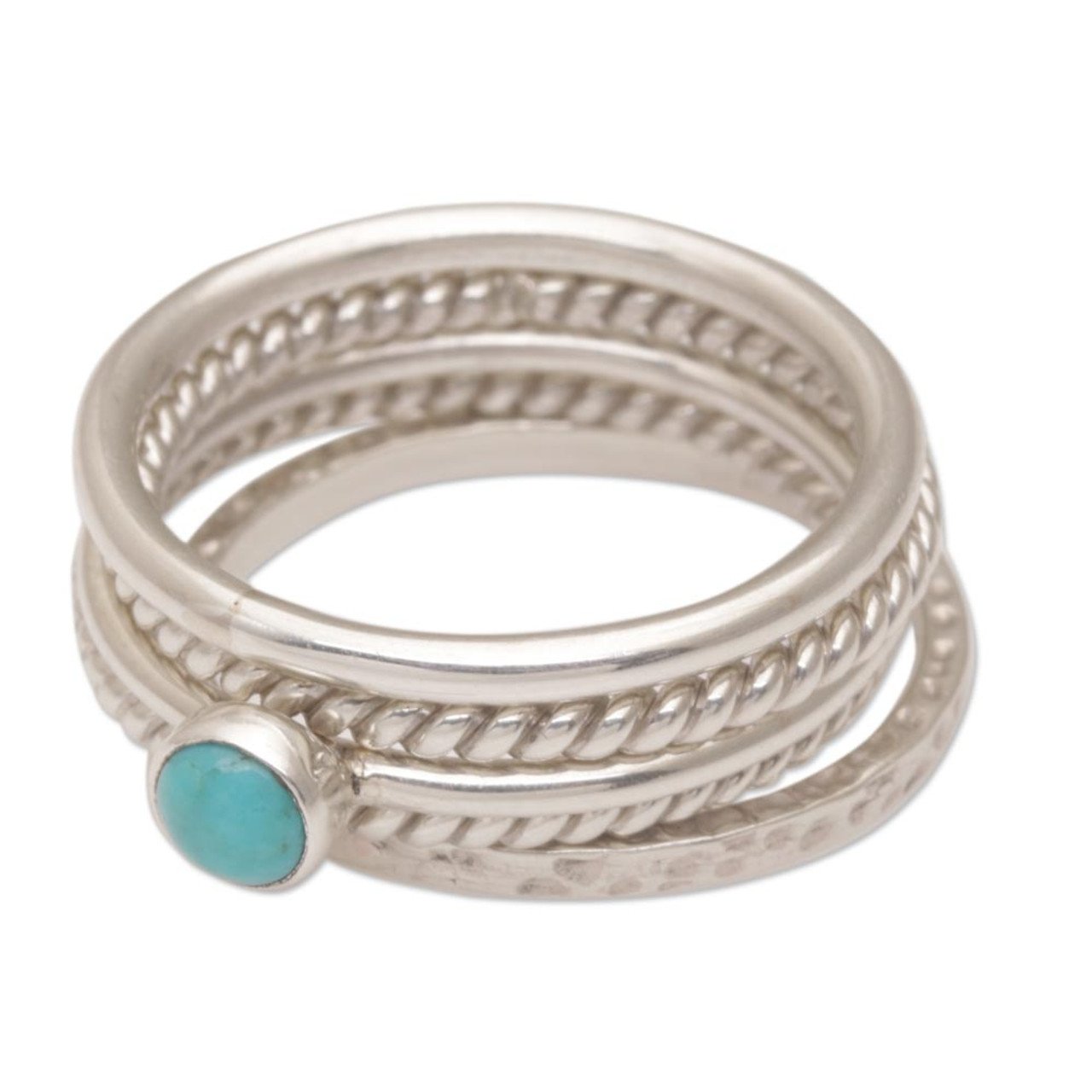 Handmade Sterling Silver Stacking Rings (Set of 3), 'Together