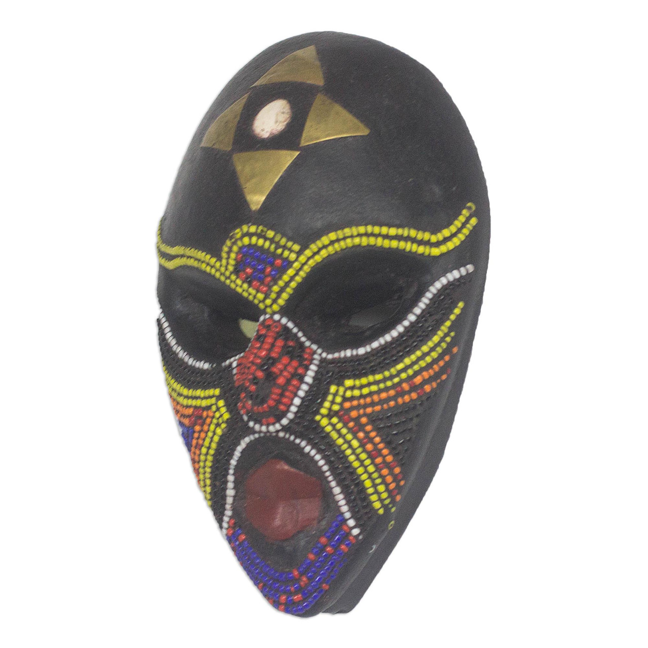 African Mask, Shard Bead, Intricate Tribal Mask, Donna Perlinplim, Ceramic  Bead, Multicolored Photo Decal, Indigenous Mask, Wabi Sabi 