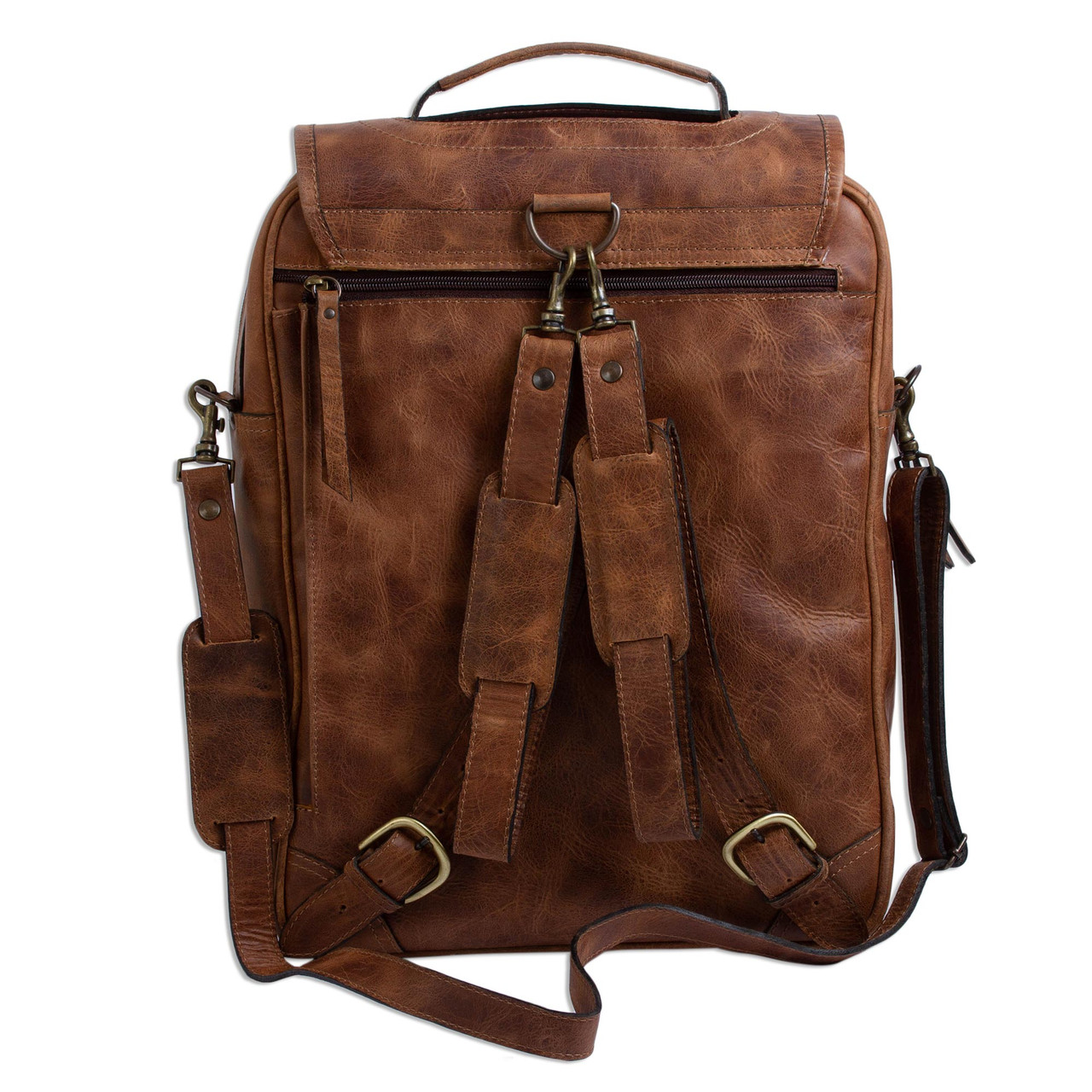 Yale Brown Leather Backpack Shoulder Bag by Handmade World | Travel