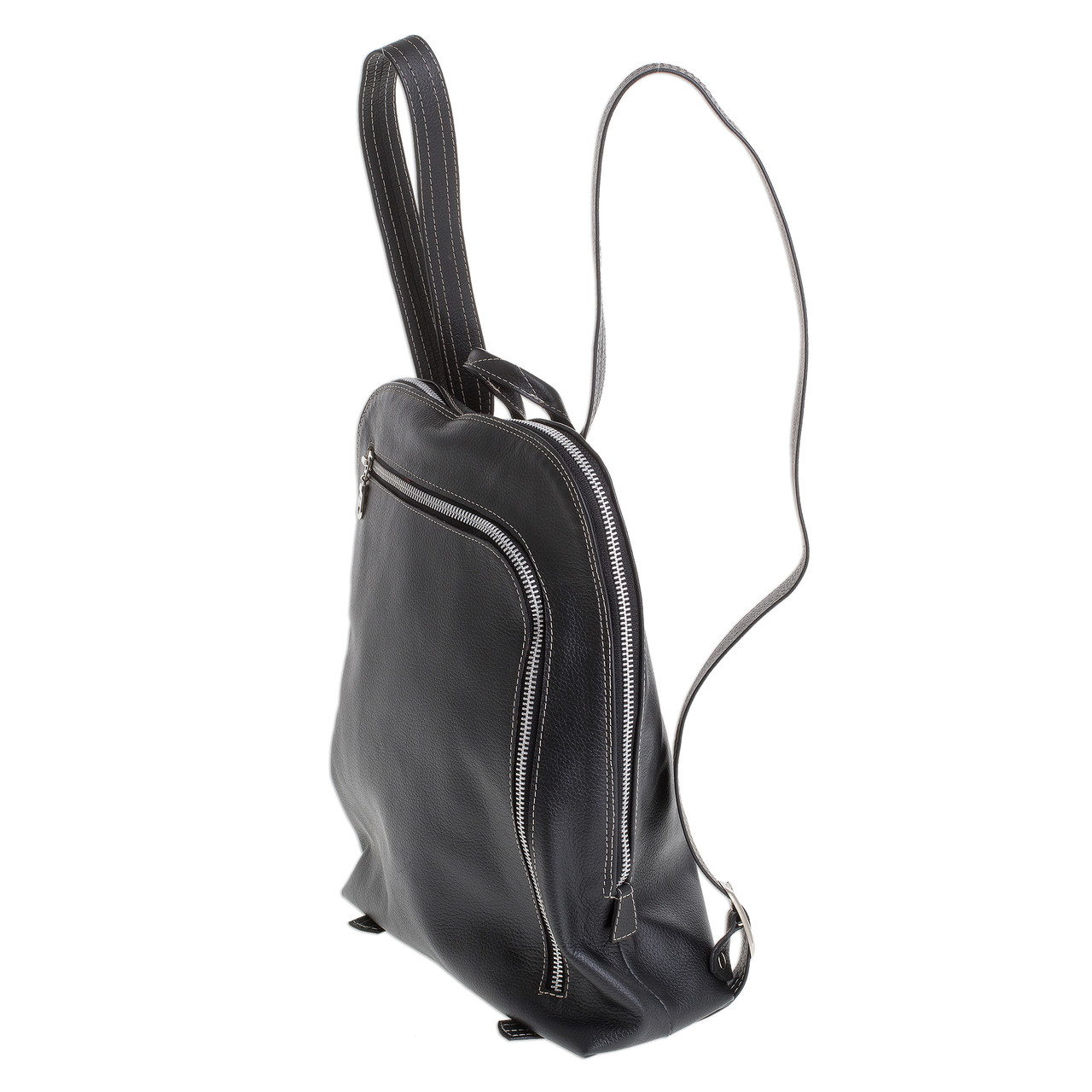 Handcrafted Leather Backpack in Black from Costa Rica 'Stylish Voyager ...