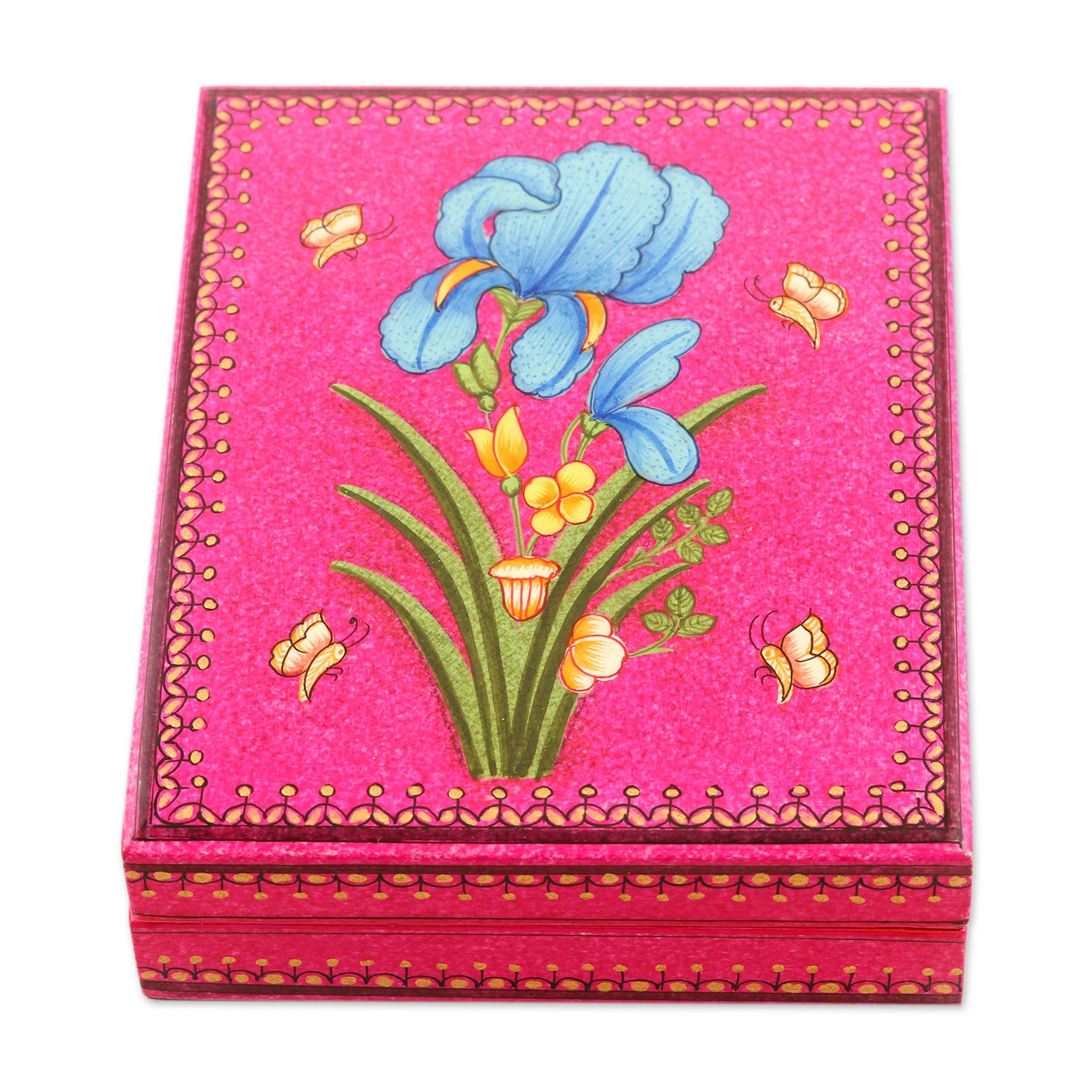 Wood and Papier Mache Decorative Box with Floral Theme