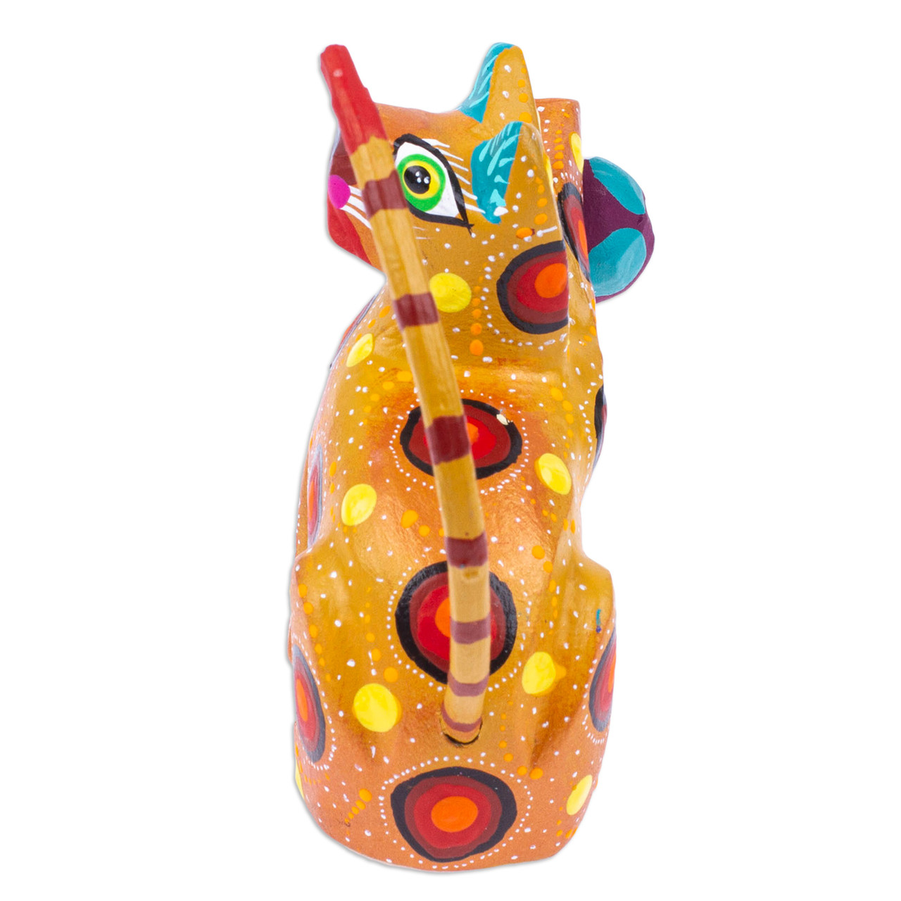 Handcrafted Copal Wood Alebrije Cat Figurine from Mexico, 'Graceful Feline