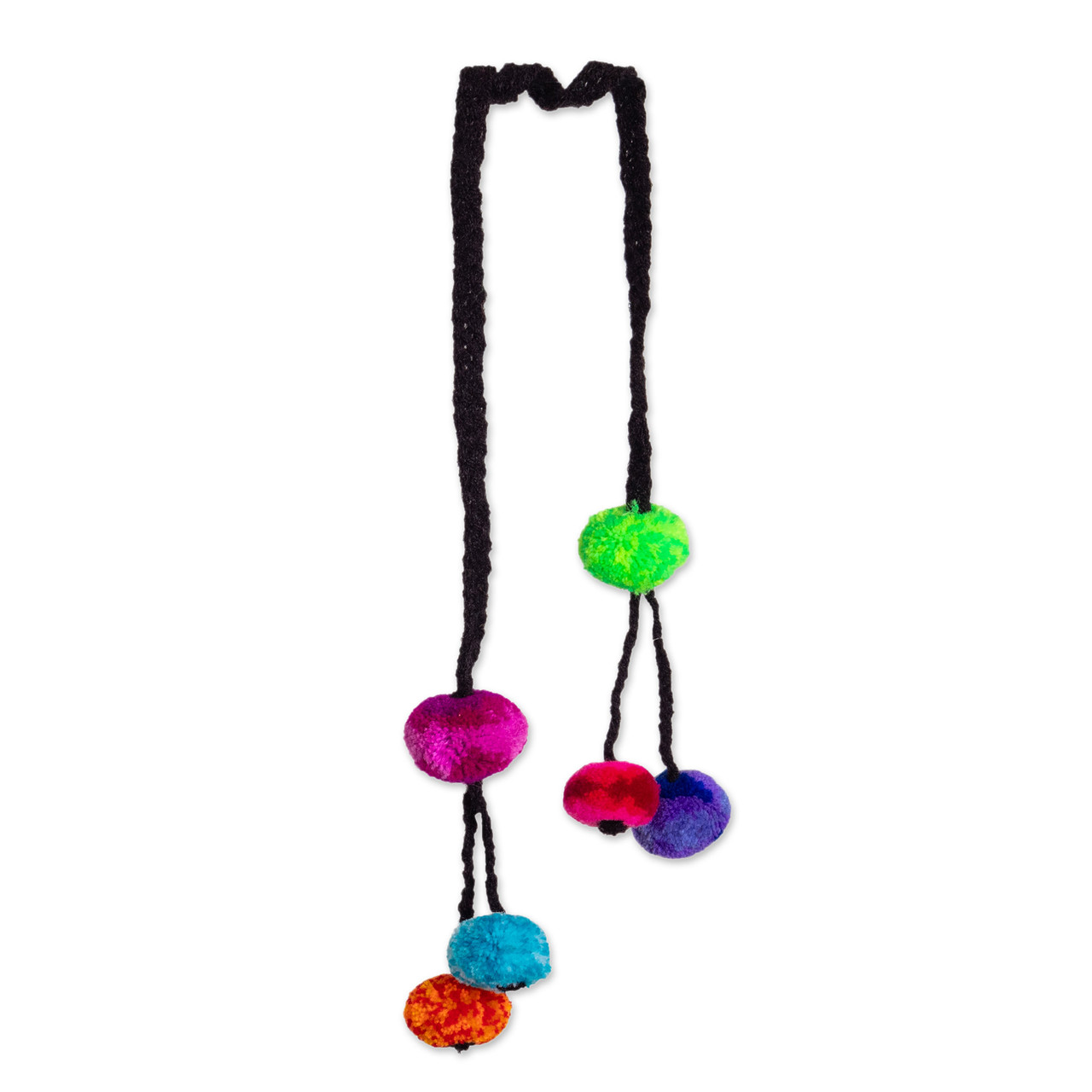 Multicolor Pompom Keychain from Peru - Colorful Tails