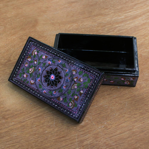 Hand Crafted Wood Decorative Box 'Floral Fantasy'