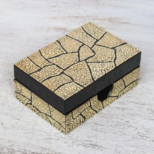Eggshell Mosaic Card Box 'Crackled Gold'