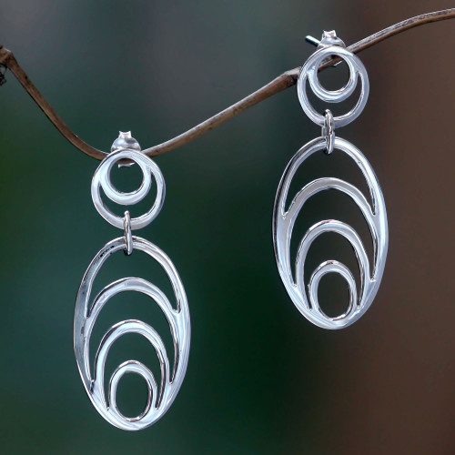 Sterling silver dangle earrings 'Expansion'