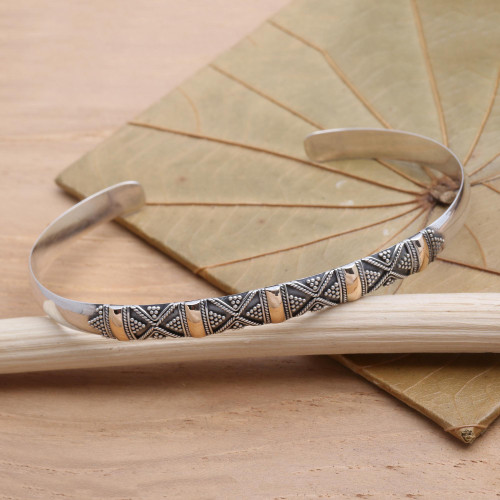 Sterling silver cuff bracelet 'Hyacinth'