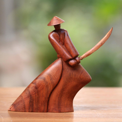 Handcrafted Wood Sculpture 'Indonesian Samurai'
