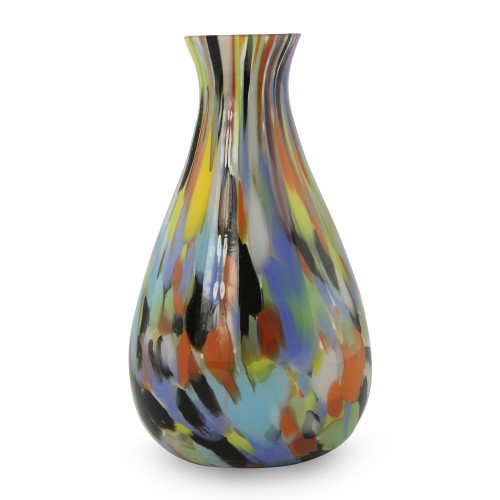 Brazilian Murano Inspired Glass Vase 'Carnival Colors'