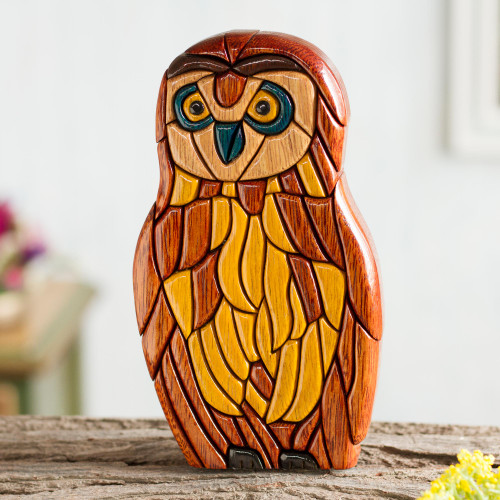 Peruvian Hand Carved Owl Sculpture 'Wise Owl'