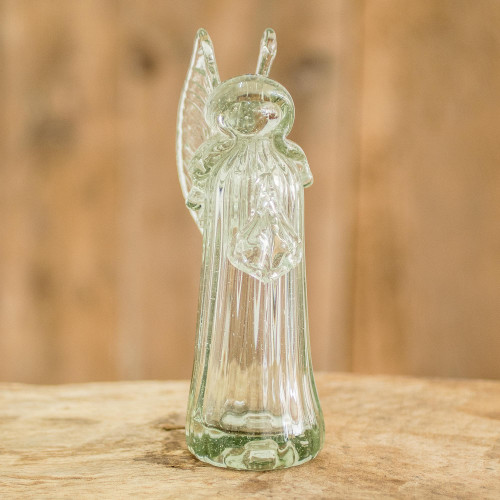 Handblown Recycled Glass Figurine Sculpture 'Crystal Angel'