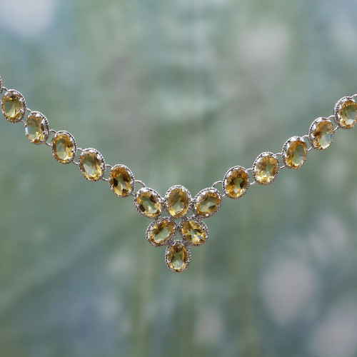 Citrine Y necklace 'India Delight'