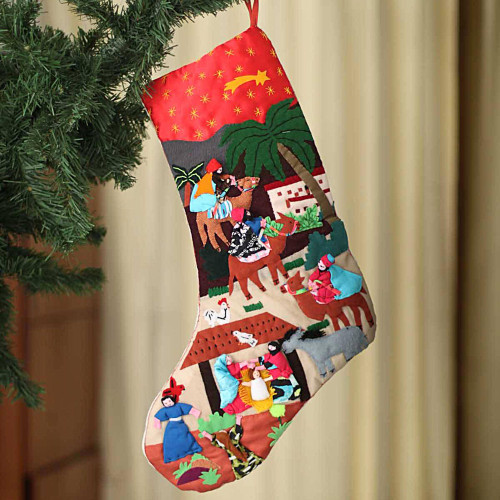 Applique Christmas stocking 'The Three Kings'