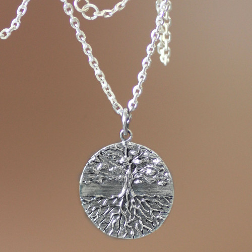 Men's Handmade Sterling Silver Necklace 'Inspiration Tree'
