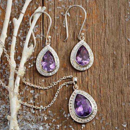 Amethyst and Sterling Silver Earrings from India Jewelry  'Mughal Mystique'