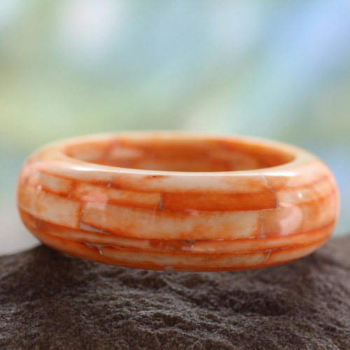 Bangle Bracelet India Bone Handcrafted Jewelry 'Delhi Sunrise'