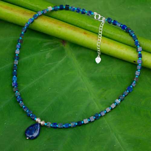 Beaded Lapis Lazuli Necklace 'Depths of Blue'