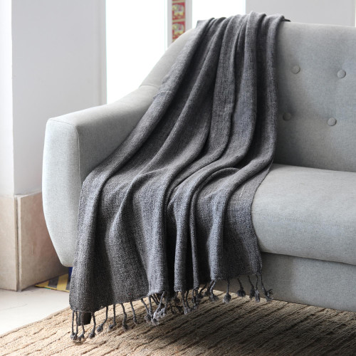 Handmade Solid Throw Blanket 'Grey Dove'