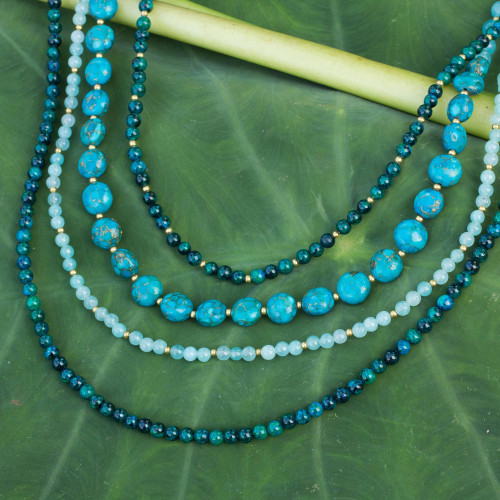 Beaded necklace 'Forest Lagoon'