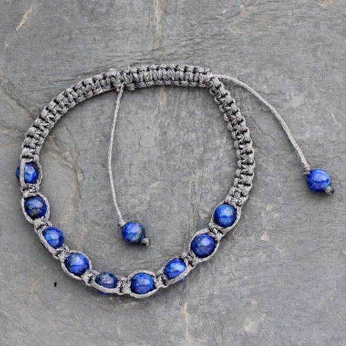 Lapis lazuli Shambhala-style bracelet 'Truth and Prayer'