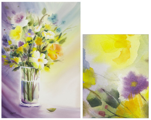 Original Watercolor Floral Bouquet Painting 'Vase'