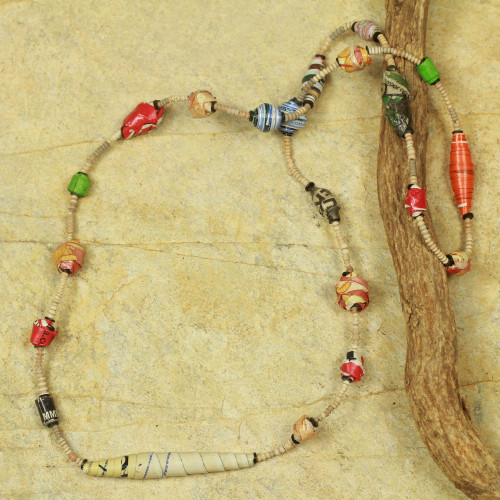 Recycled Paper Handmade Necklace 'Festival in Accra'