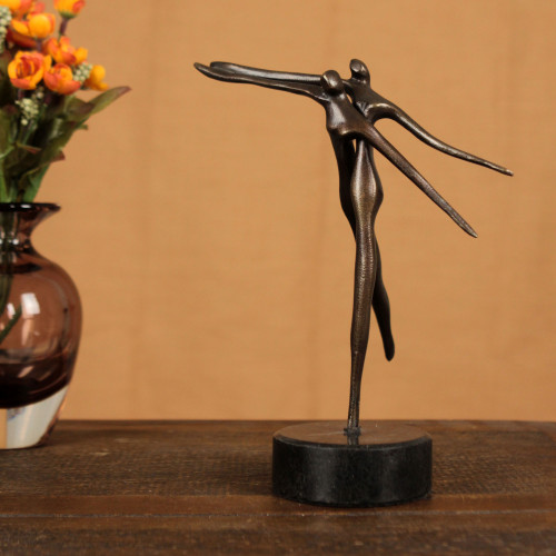 Signed Brazilian Bronze Sculpture 'Flying'