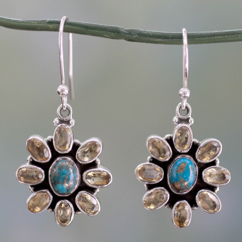 Fair Trade Indian Earrings with Citrine 'Sunny Sky'