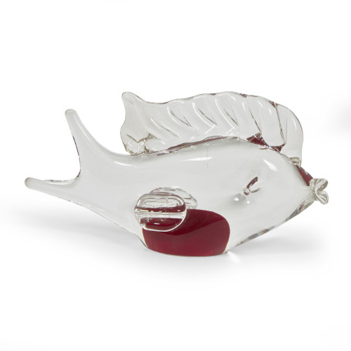 Hand Blown Glass Murano-Inspired Fish Figurine Red Center 'Ruby Fish'