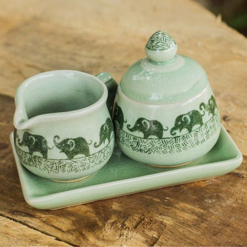 Celadon Ceramic Elephant Salt and Pepper Shakers Pair 'Round Elephants in  Green' - Road Scholar World Bazaar