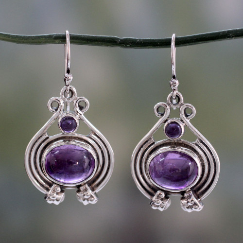 Unique Amethyst, Pearl and Sterling Silver Earrings 'Twilight Glow'