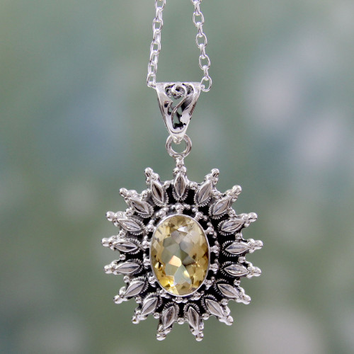 3.5 Carat Citrine and Silver Artisan Crafted Necklace 'Eternal Radiance'