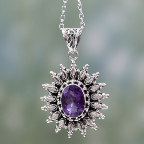 3.5 Carat Amethyst and Silver Artisan Crafted Necklace 'Eternal Radiance'