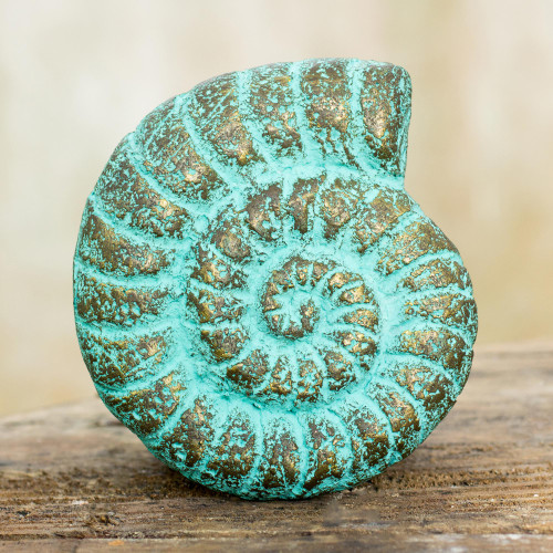 Seashell Wall Art Sculpture Handmade with Recycled Paper 'Fossilized Nautilus'
