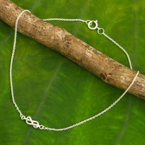 Handcrafted Sterling Silver Infinity Symbol Knot Anklet 'Infinity Knots'