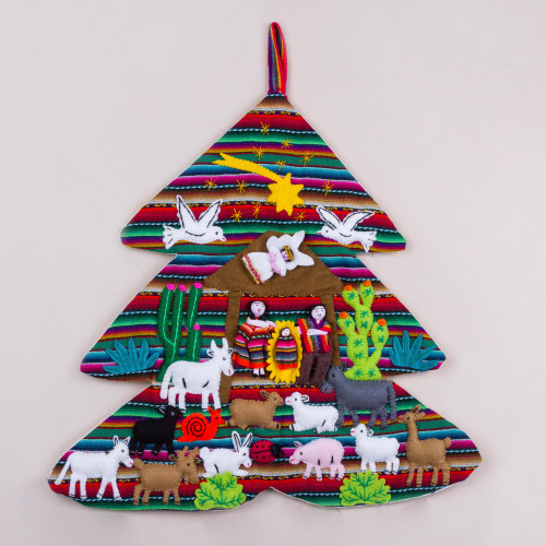 Handcrafted Andean Christmas Tree Applique Wall Hanging 'Andean Christmas Tree'