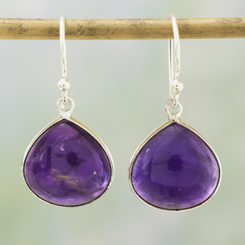 Amethyst and Sterling Silver Dangle Earrings from India 'Dancing Soul'