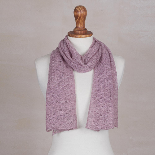 100 Baby Alpaca Wrap Scarf in Petal Pink from Peru 'Wavy Texture in Petal Pink'