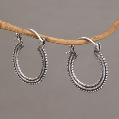 One Inch Diameter Sterling Silver Hoop Earrings 'On Rotation'