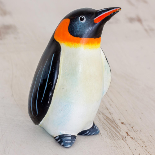 Hand Sculpted and Painted Ceramic King Penguin Figurine 'King Penguin'