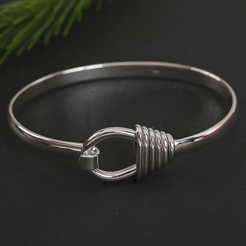 Sterling Silver Bangle Bracelet Crafted in Mexico 'Creative Gleam'