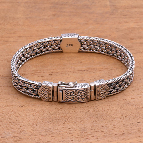 Artisan Crafted Sterling Silver Chain Bracelet from Bali 'Stronger'