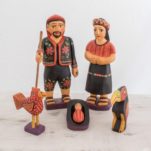 Cultural Wood Nativity Scene from Guatemala 7 Piece 'Chichicastenango Nativity'