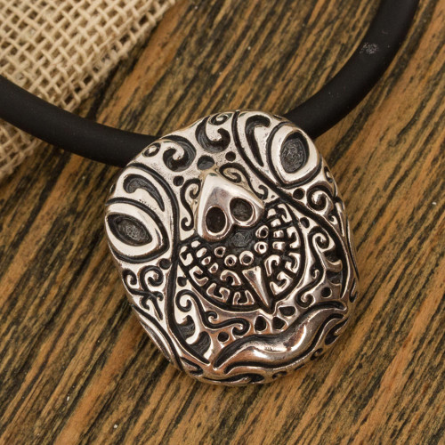 Sterling Silver Tortoise Pendant Necklace from Mexico 'Stylized Tortoise'