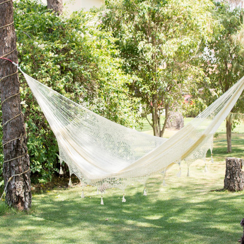 Solid Rope Hammock with Tassels Triple 'Caribbean Shores'