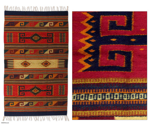 Zapotec wool rug 4x6 'Dawn Stars'